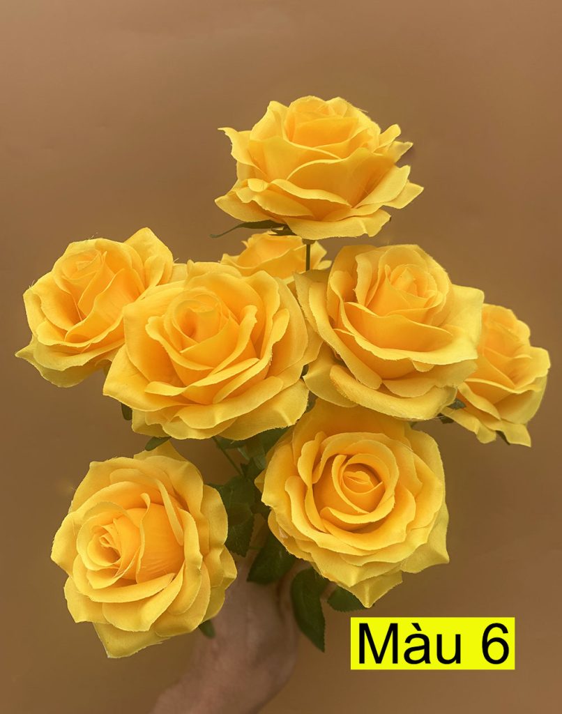 Hoa hồng giả 9 bông – Hoa hồng tứ quý đủ màu