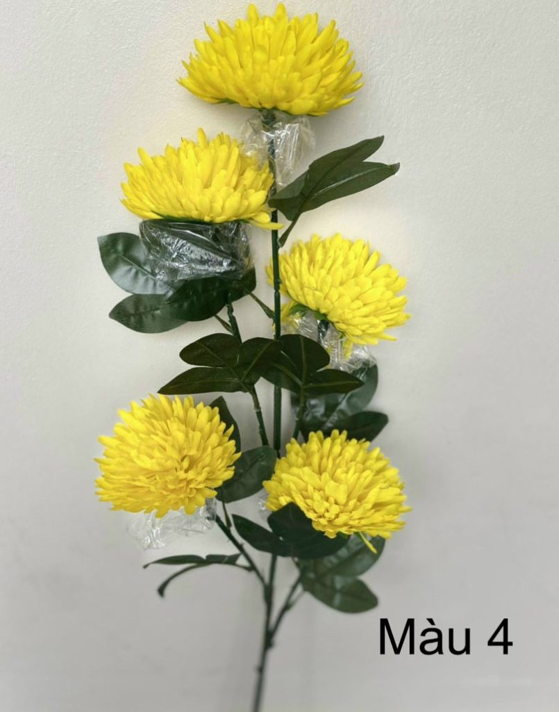 Cành hoa cúc giả  5 bông – Cúc xù