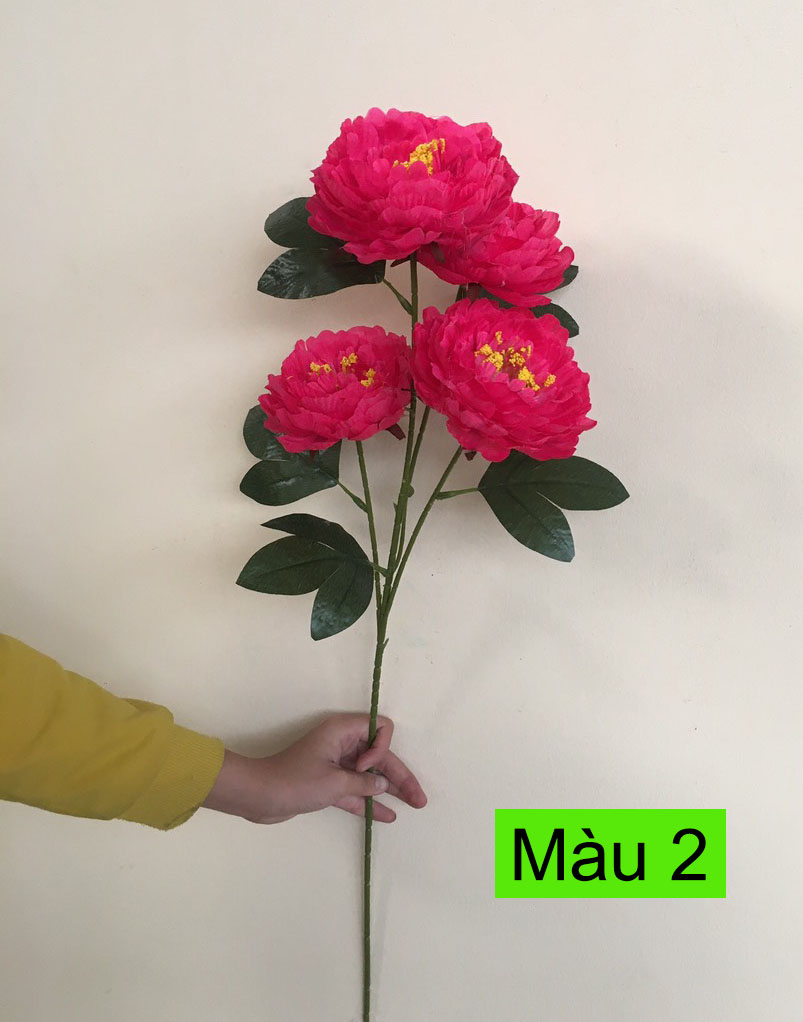 Cành hoa mẫu đơn giả 4 bông hoa