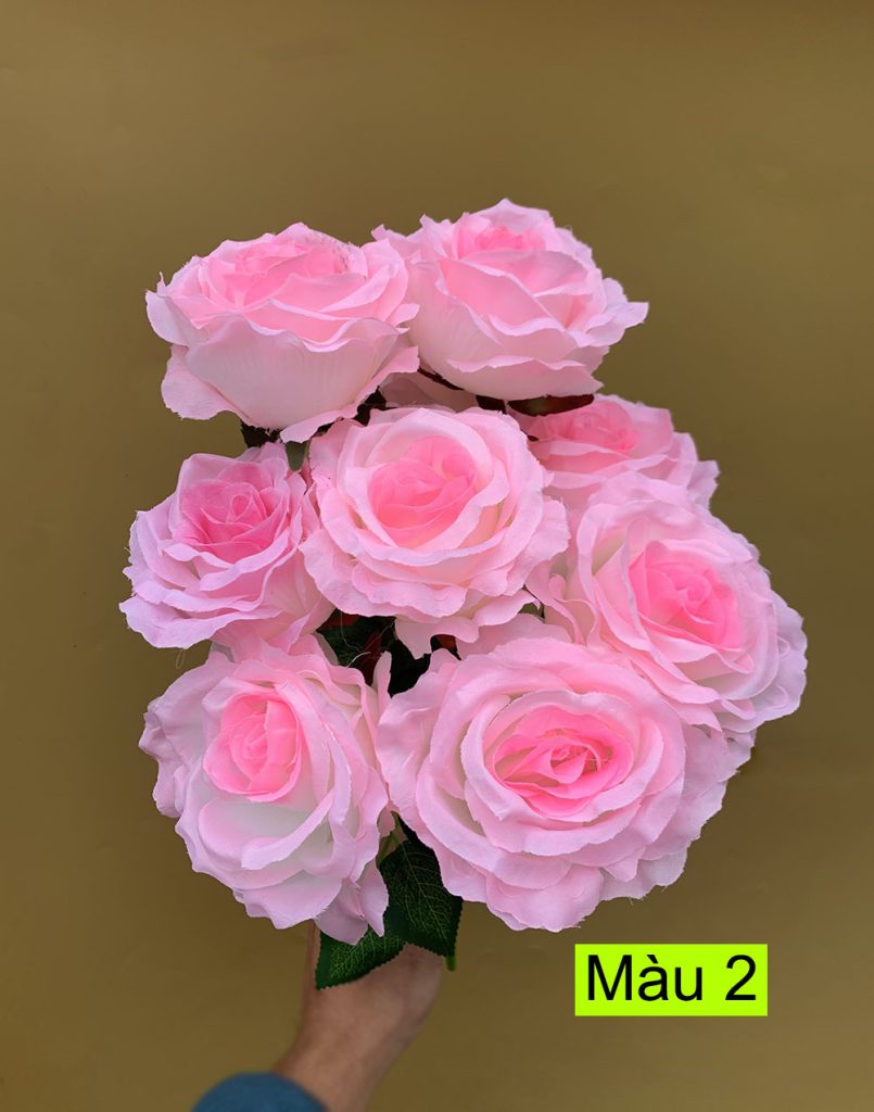 Hoa hồng giả – Hồng béo 9 bông