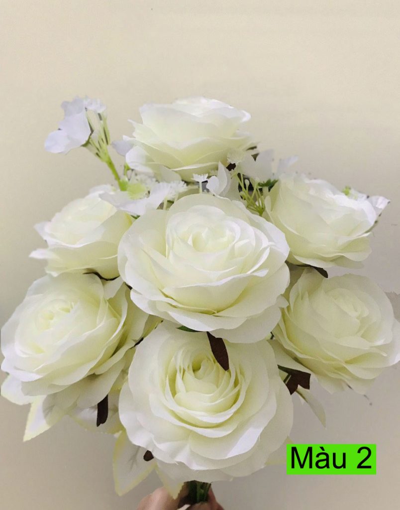Hoa hồng giả 7 bông – Hồng pháp cánh mịn