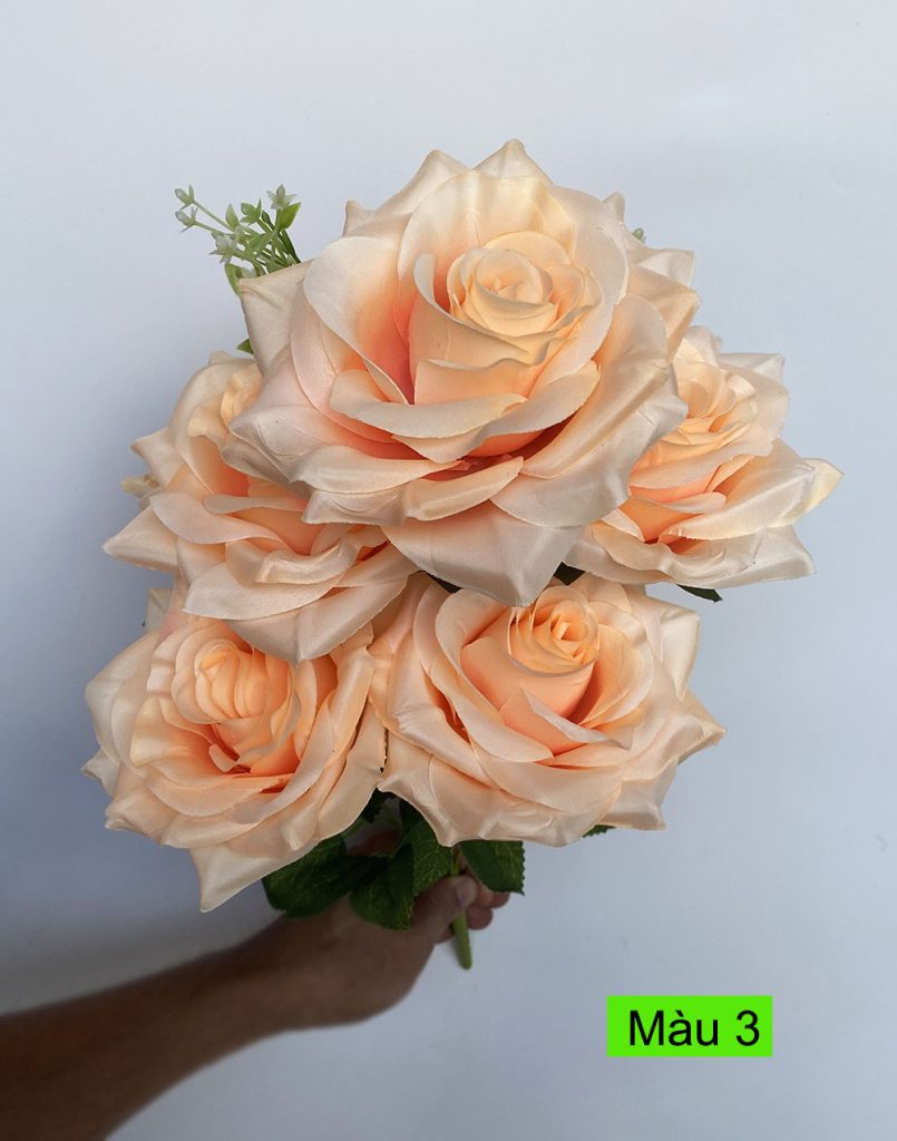 Hoa hồng giả 7 bông – Hoa hồng lụa 12 cm